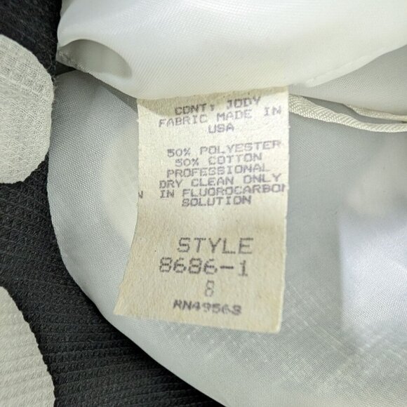 Vintage 80s Victor Costa Dress Womens Size 8 Black Polka Dot Puff Sleeve Party - Picture 8 of 13